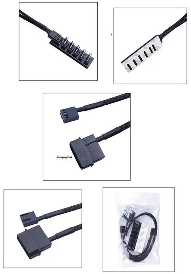 Alt view image 4 of 6 - WRIARICH 5-in-1 PWM 2510 4Pin Fan Splitter Hub, Nylon Braided Independent Power Supply PC Cooling Fan Extension Adapter