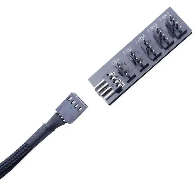 Alt view image 5 of 6 - WRIARICH 5-in-1 PWM 2510 4Pin Fan Splitter Hub, Nylon Braided Independent Power Supply PC Cooling Fan Extension Adapter