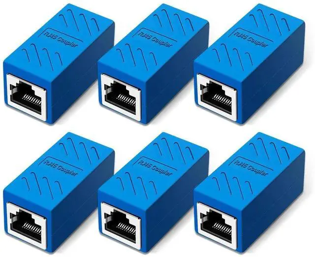 Main image of WRIARICH 6 Pack Blue RJ45 Female to Female Ethernet Couplers, Cat6 Inline Network Cable Extender Connector Compatible with Cat5/Cat5e/Cat6/Cat7 LAN Cables