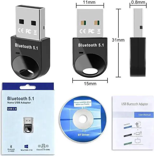 Alt view image 7 of 7 - Bluetooth 5.1 USB Adapter for PC, 5.1 EDR Wireless Bluetooth Dongle Transmitter Receiver for Desktop Laptop Mouse Keyboard Printer Speaker Headphone, Compatible with Windows 11/10/8.1/8/7/XP, Black Mi