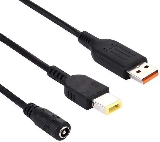 Main image of WRIARICH 30cm DC 5.5×2.1mm Female to Dual Tips Power Cable, Yoga 3 Male + 1st Gen Big Square Male Converter Cord for Laptops