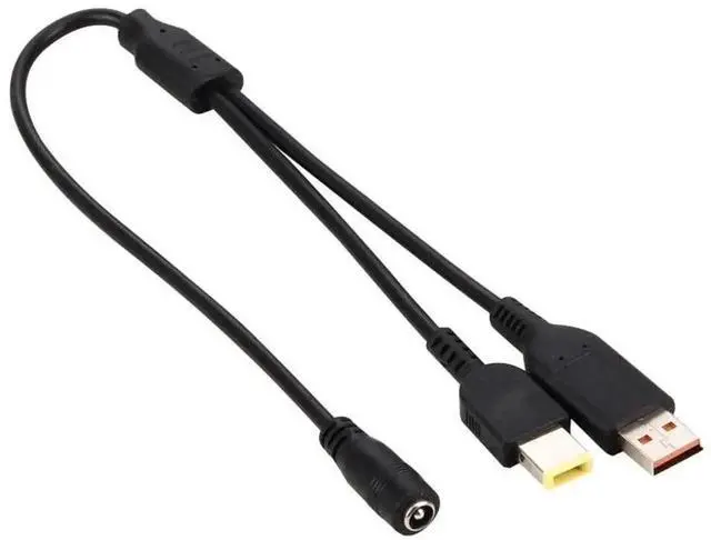 Alt view image 2 of 3 - WRIARICH 30cm DC 5.5×2.1mm Female to Dual Tips Power Cable, Yoga 3 Male + 1st Gen Big Square Male Converter Cord for Laptops