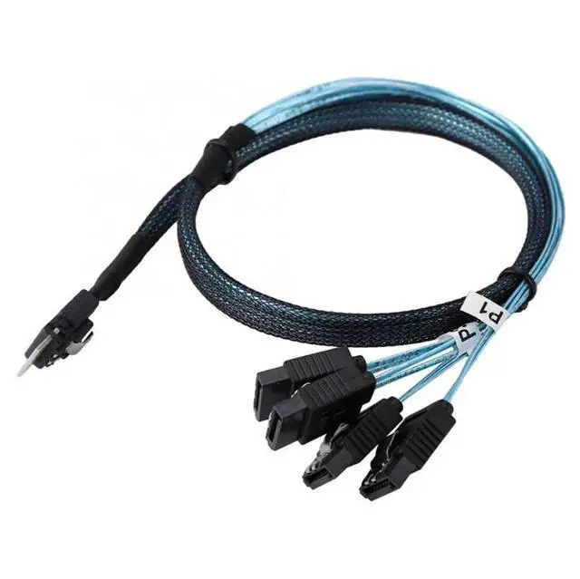 Alt view image 6 of 7 - WRIARICH 50cm SFF-8654 Slim SAS 4.0 4i 38Pin to 4×SATA 7Pin Breakout Fanout Cable, Internal SAS Host to Quad SATA Hard Drive RAID Splitter Cord