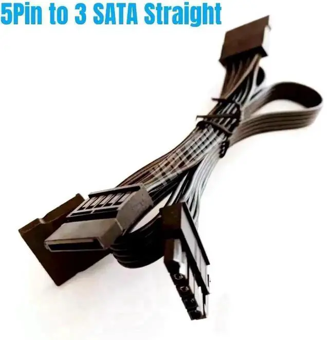 Alt view image 6 of 6 - WRIARICH 5Pin to 3x SATA HDD SSD Power Cable for Cooler Master MWE GOLD V2 (550W-1250W), MPE Modular PSU Power Cord