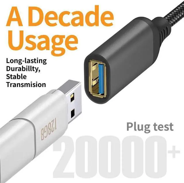 Alt view image 5 of 7 - WRIARICH USB 3.0 Extension Cable Type A Male to Female Extension Cord, High Data Transfer Compatible with USB Keyboard, Mouse, Flash Drive, Hard Drive 16.4 ft.
