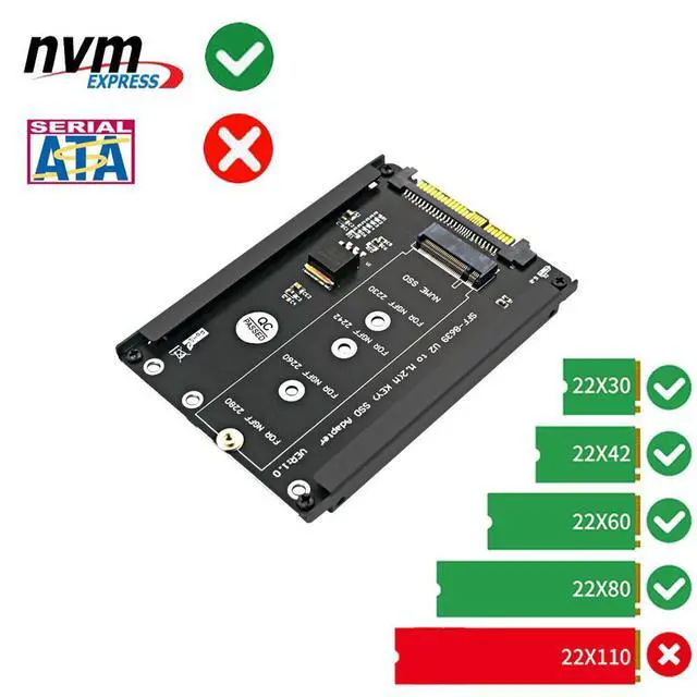 Alt view image 4 of 6 - WRIARICH M.2/SATA to U.2 SFF-8639 Adapter, M.2 NVMe (M-Key) + M.2 SATA (B+M Key) SSD Converter with Metal Case, PCIe 3.0 x4 32Gbps Riser Card for Samsung WD Kingston ADATA Intel ZHITAI M.2 SSD