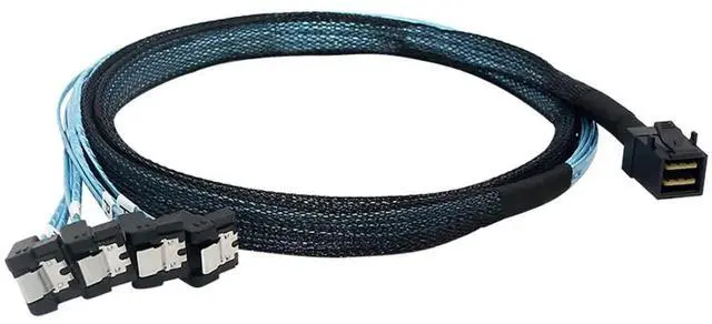 Alt view image 5 of 5 - WRIARICH 1M/3.3FT SFF-8643 HD Mini SAS to 4 x 90-Degree SATA Fan-Out Cable, Internal Mini SAS Host to Quad SATA Hard Drive Splitter Cord