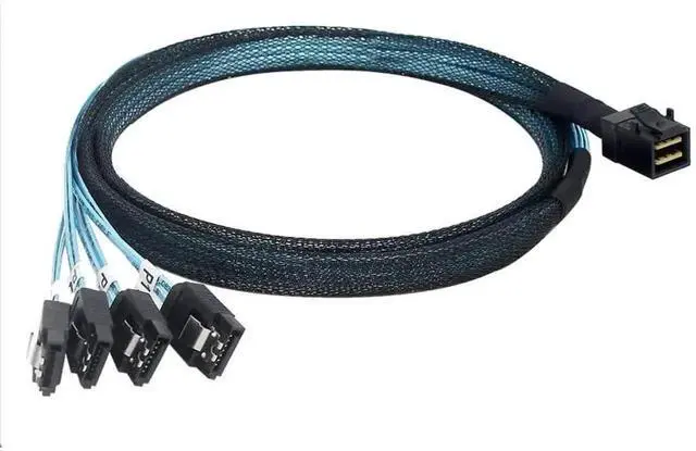 Alt view image 2 of 5 - WRIARICH Mini SAS HD SFF-8643 to 4-Port SATA 7P Female Server Internal Cable, 39.37 Inches