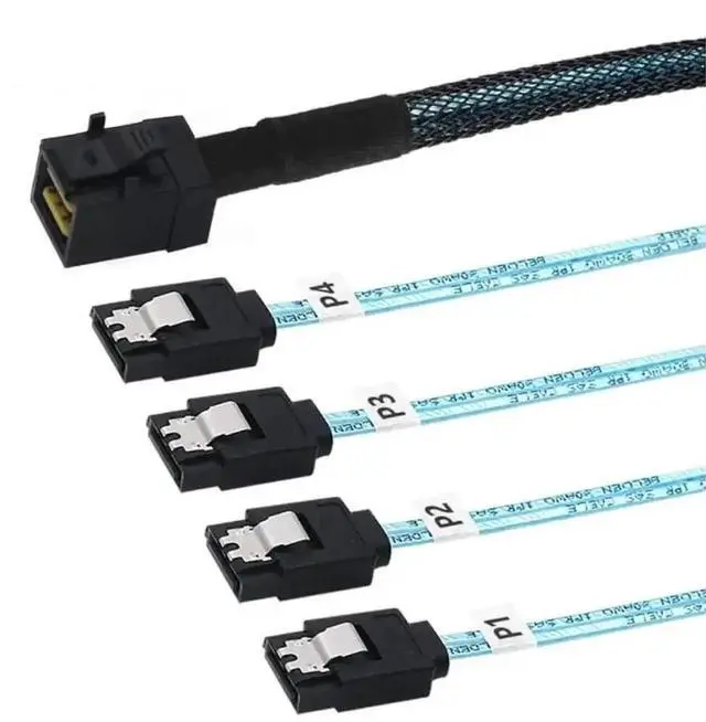 Alt view image 3 of 5 - WRIARICH Mini SAS HD SFF-8643 to 4-Port SATA 7P Female Server Internal Cable, 39.37 Inches