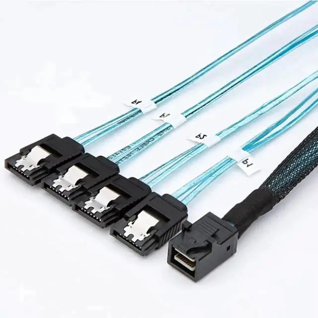 Alt view image 5 of 5 - WRIARICH Mini SAS HD SFF-8643 to 4-Port SATA 7P Female Server Internal Cable, 39.37 Inches