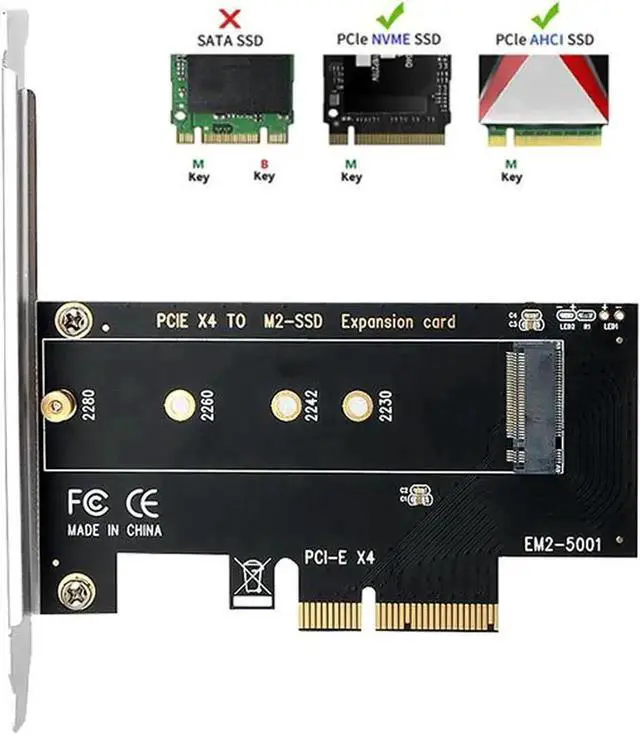 Alt view image 2 of 6 - M.2 NVMe to PCIe 3.0 X4 Adapter Card, M-Key NVMe SSD PCI Express Expansion Card with Low Profile Bracket, Supports 2230 2242 2260 2280 SSD for Desktop PC, Compatible with Samsung WD Kingston Crucial S