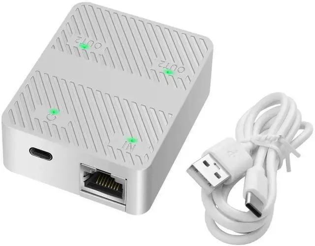 Main image of White 1-In-2-Out RJ45 Active Ethernet Splitter, 100Mbps Network Extender with USB-C Power Cord, Allows Two Devices Simultaneous Networking, Compatible with Cat5/Cat5e/Cat6/Cat7/Cat8 LAN Cables