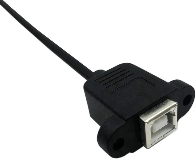 Alt view image 4 of 6 - WRIARICH 50cm Micro USB 5Pin Male to USB 2.0 Type-B Female Cable, Panel Mount Data & Charging Cord with Screw Holes