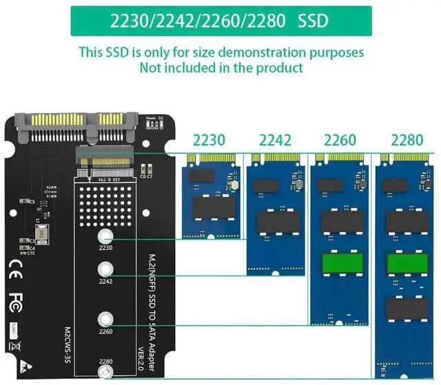 Alt view image 2 of 3 - WRIARICH 7mm Thin M.2 NGFF to 2.5 SATA III Hard Drive Enclosure, M.2 SSD to SATA Adapter Case Compatible with 2230/2242/2260/2280 NGFF SSDs