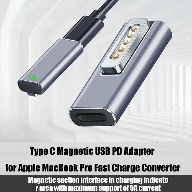 Alt view image 2 of 4 - WRIARICH USB-C PD Magnetic Charging Converter Adapter, Type-C PD Fast Charging Power Connector Compatible with MagSafe 2 Port MacBook Pro