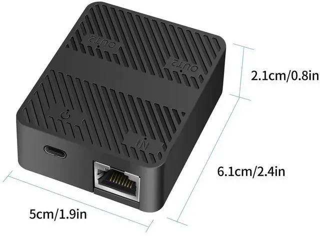 Alt view image 6 of 7 - WRIARICH Black RJ45 Ethernet Splitter 1 to 2 Port, 100Mbps Network Extender Adapter with USB-C Power Cord, Supports 2 Devices Simultaneously via Cat5/Cat5e/Cat6/Cat7/Cat8 LAN Cable