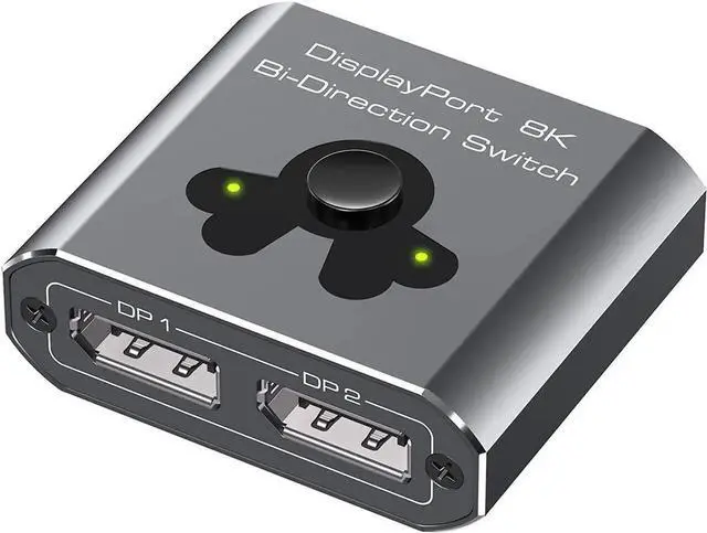 Main image of WRIARICH DP 1.4 Bi-Directional DisplayPort Switch, 8K@60Hz 4K@120Hz 2 in 1 Out / 1 in 2 Out DP Selector Splitter Box, Manual One-Touch Switch Compatible with PC, Laptop, Monitor, Projector, HD TV