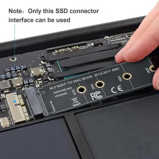 Alt view image 3 of 7 - WRIARICH 12+16Pin to M.2 M-Key NVMe SSD Adapter Card, Storage Upgrade Converter for 2013-2017 Mac Notebooks