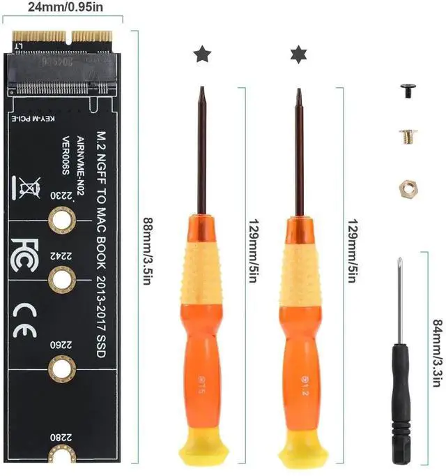 Alt view image 4 of 7 - WRIARICH 12+16Pin to M.2 M-Key NVMe SSD Adapter Card, Storage Upgrade Converter for 2013-2017 Mac Notebooks