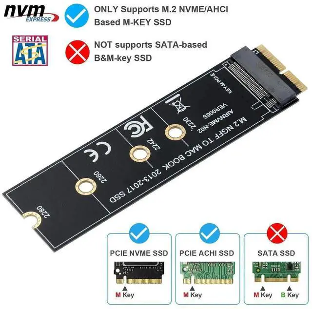 Alt view image 5 of 7 - WRIARICH 12+16Pin to M.2 M-Key NVMe SSD Adapter Card, Storage Upgrade Converter for 2013-2017 Mac Notebooks