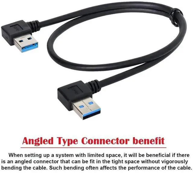 Alt view image 4 of 7 - WRIARICH 50cm USB3.0 Type-A Left 90° to Right 90° Angled Cable | 5Gbps High Speed Data Cord for External Hard Drive & PC