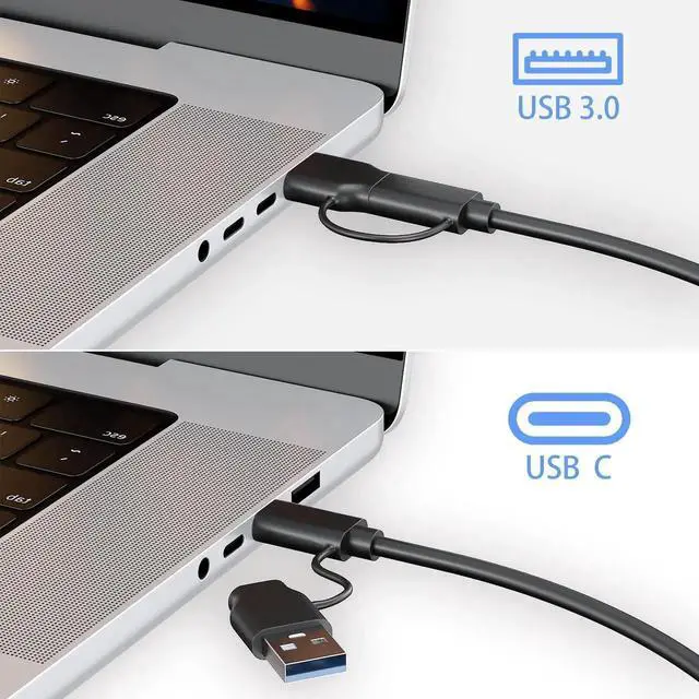 Alt view image 4 of 6 - WRIARICH SATA to USB 3.0 & USB-C Dual Interface Hard Drive Adapter Cable, External Storage Converter for 2.5"/3.5" SSD/HDD, Equipped with 12V/2A Power Supply Adapter