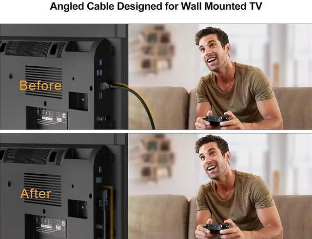 Alt view image 5 of 7 - WRIARICH 6FT Right Angle 90 Degree HDMI Male to Male Cable, Support Ultra HD 4K@60Hz & 3D Video