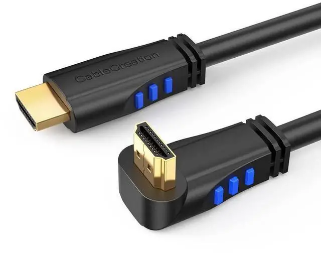 Main image of WRIARICH 6ft Black 270° Upward Right Angle Male to Male HDMI Cable, Supports 4K@60Hz Ultra HD for Gaming, Streaming & Movies