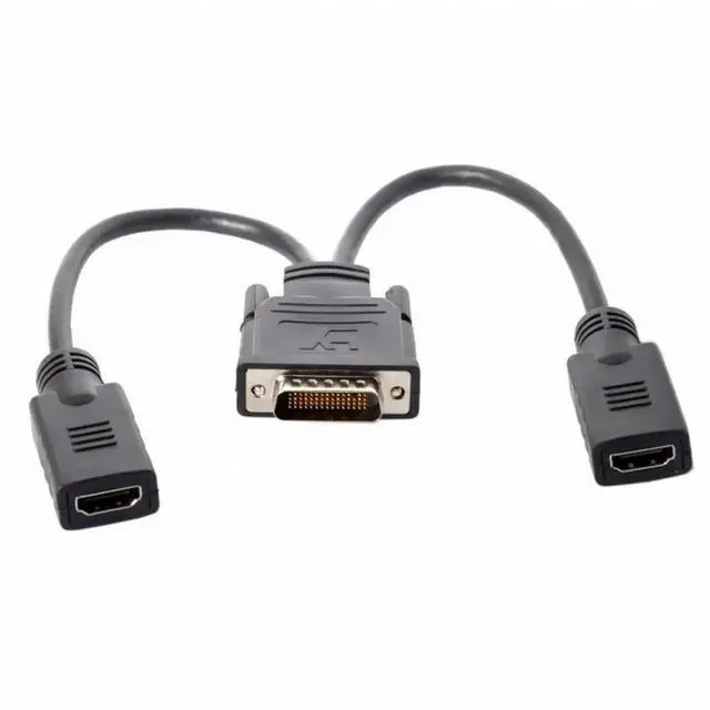 Alt view image 3 of 7 - WRIARICH DMS-59 Male to Dual HDMI 1.4 Splitter Cable for PC Graphics Card
