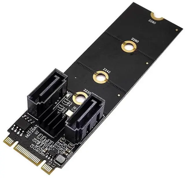 Main image of WRIARICH JMB582 M.2 B+M Key PCIe to Dual SATA 3.0 6Gbps Vertical Adapter, Fits 2230/2242/2260/2280 SSD Slots