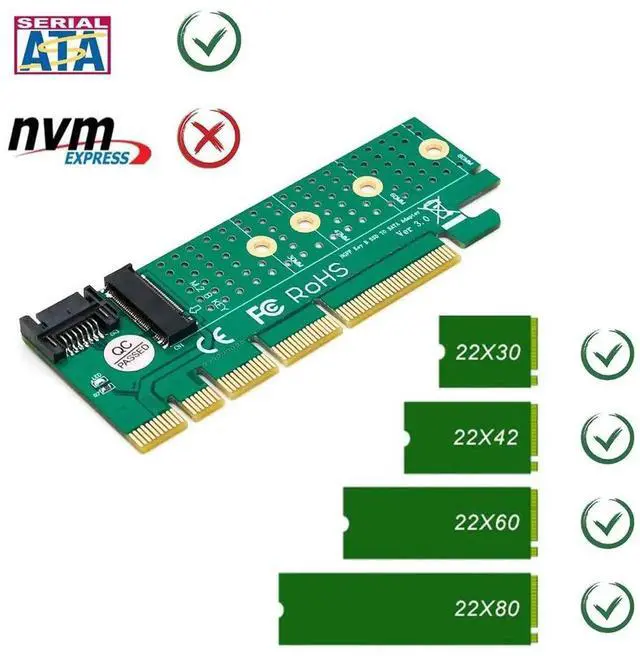 Alt view image 2 of 7 - WRIARICH M.2 NGFF B-Key SATA SSD to SATA 3 Adapter PCIe Riser Card, Compatible with 2230/2242/2260/2280 M.2 Drives