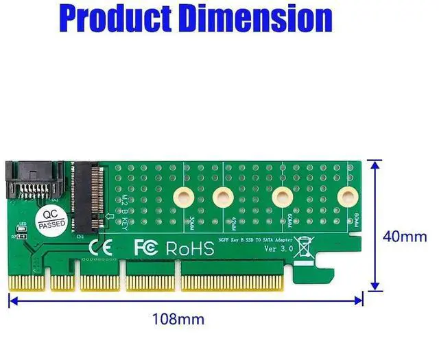 Alt view image 5 of 7 - WRIARICH M.2 NGFF B-Key SATA SSD to SATA 3 Adapter PCIe Riser Card, Compatible with 2230/2242/2260/2280 M.2 Drives