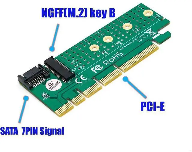 Alt view image 7 of 7 - WRIARICH M.2 NGFF B-Key SATA SSD to SATA 3 Adapter PCIe Riser Card, Compatible with 2230/2242/2260/2280 M.2 Drives
