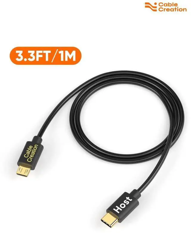 Alt view image 7 of 7 - WRIARICH 3.3FT Black USB-C Male to Micro USB Male OTG Cable, 480Mbps Sync Cord for MacBook, Galaxy & Pixel Smartphones