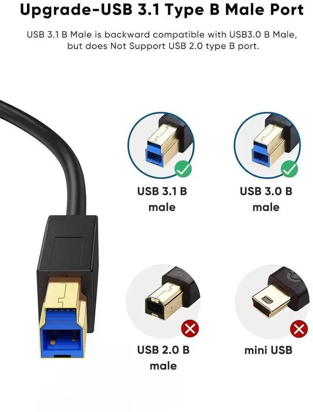 Alt view image 4 of 7 - WRIARICH 3FT/1M USB3.1 Gen2 USB-C to USB-B Cable | 10Gbps High Speed Cord for MacBook, External HDD, Docking Station & Scanner