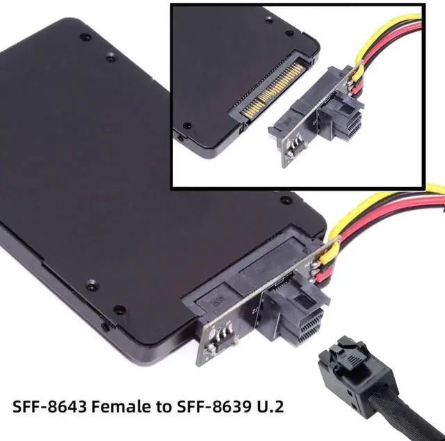 Alt view image 5 of 7 - WRIARICH U.2/U.3 SFF8639 SSD to SFF8643 PCB Adapter Card with 5V/12V SATA Power Cable