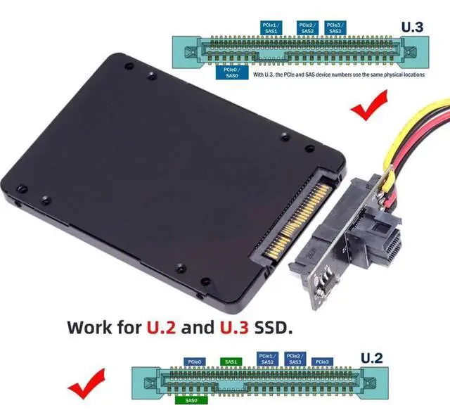 Alt view image 7 of 7 - WRIARICH U.2/U.3 SFF8639 SSD to SFF8643 PCB Adapter Card with 5V/12V SATA Power Cable