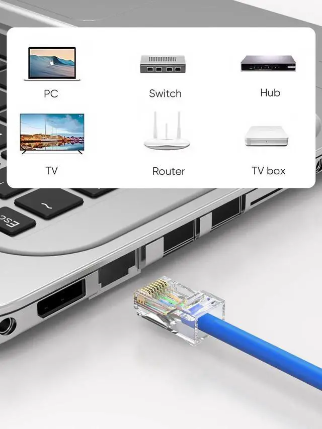 Alt view image 4 of 7 - WRIARICH 50 Pack Transparent Cat6 UTP RJ45 Crimp Plugs, 8P8C Ethernet Cable Connectors Fit Solid & Stranded LAN Wires