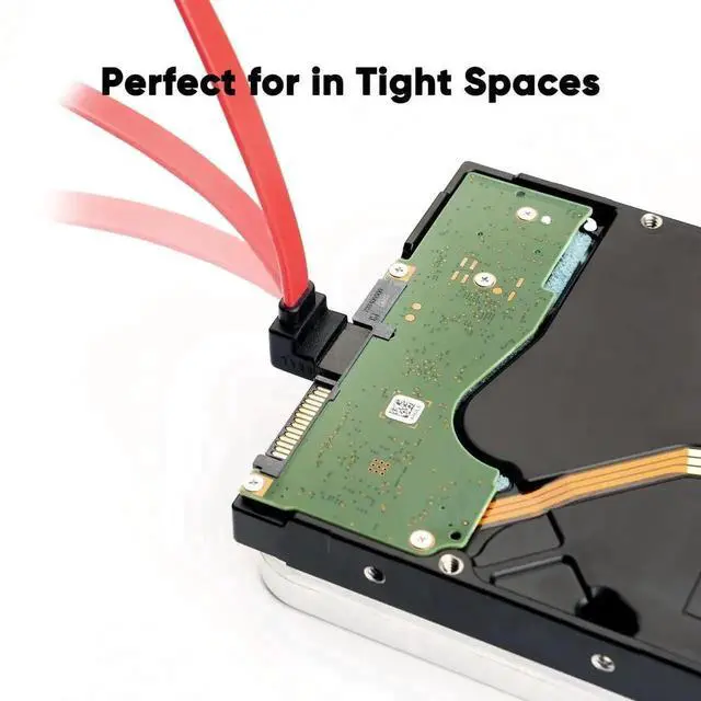 Alt view image 3 of 7 - WRIARICH 2-Pack Red 8 Inch SATA III 6Gbps 7Pin Downward Right Angle Female to Female Data Cable with Locking Latch for 2.5" SSD & 3.5" HDD