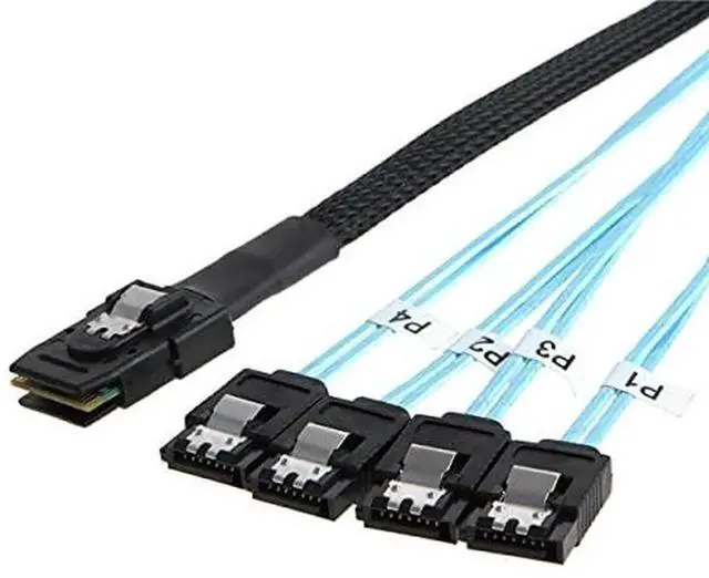 Main image of WRIARICH 100cm SFF-8087 Mini SAS to 4×SATA 7Pin Breakout Cable, 6Gbps for Server RAID Storage