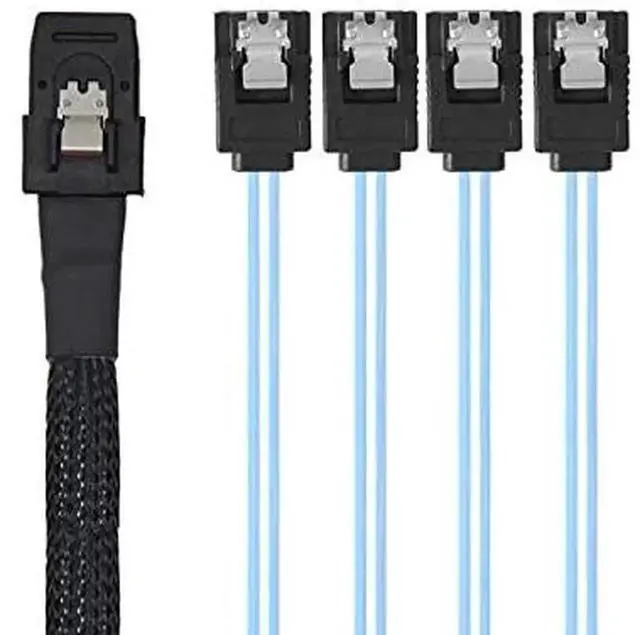 Alt view image 4 of 7 - WRIARICH 100cm SFF-8087 Mini SAS to 4×SATA 7Pin Breakout Cable, 6Gbps for Server RAID Storage