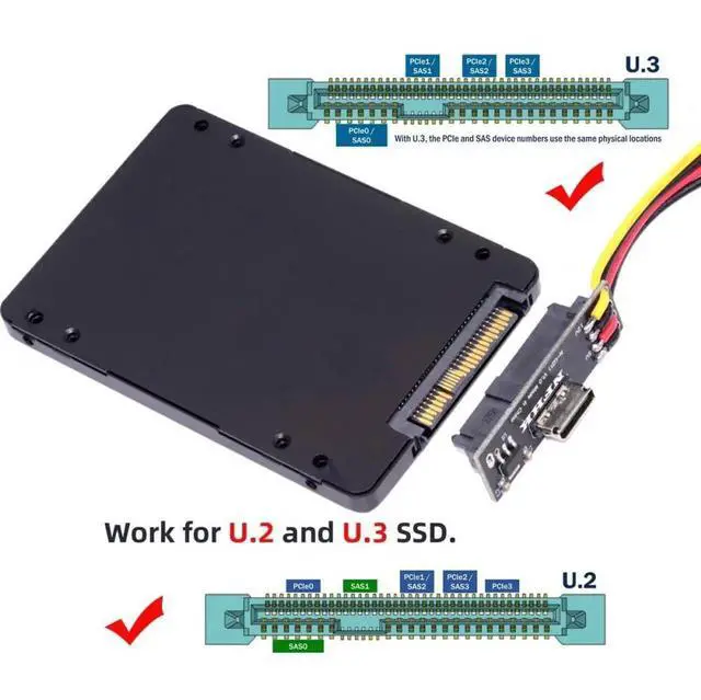 Alt view image 6 of 7 - WRIARICH SFF-8611 OCuLink Female SFF-8612 to U.2 U.3 SFF-8639 NVMe SSD Adapter Card, PCIe Storage Converter for Motherboard