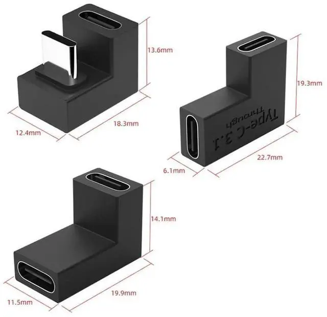 Alt view image 3 of 7 - WRIARICH 3PCS USB 3.1 Type-C Male to Female Adapter, 10Gbps Data & Power Converter for NS Switch and Phones