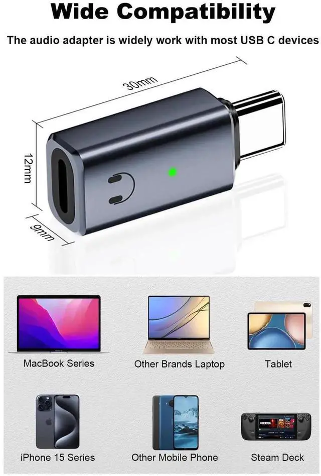 Alt view image 5 of 6 - WRIARICH USB C to 3.5mm Headphone Jack Adapter, Grey Type C Audio Converter for iPhone 15/16 Series & iPad Air, No Charging/Data/Lavalier Mic Support