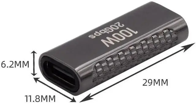 Alt view image 4 of 7 - WRIARICH USB4 Type-C Female to Female Coupler, 100W 20Gbps 8K Video Extension Adapter