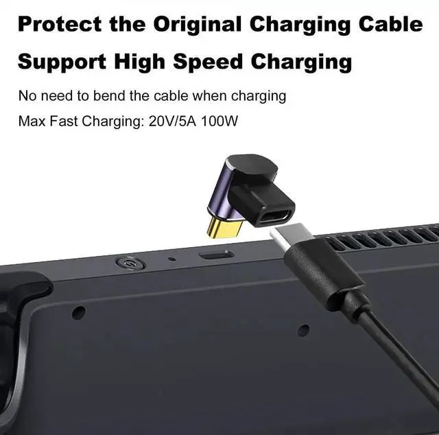 Alt view image 4 of 5 - 4 Pack 90 Degree Up & Down Angled USB-C Male to Female Adapters, 40Gbps Thunderbolt 3/4 Pass-Through, 100W PD Fast Charging Type-C Elbow Connectors Compatible with Steam Deck, Switch, MacBook, Laptops