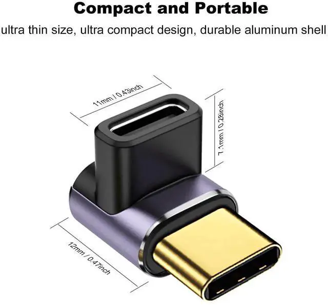 Alt view image 3 of 5 - 4 Pack 90 Degree Up & Down Angled USB-C Male to Female Adapters, 40Gbps Thunderbolt 3/4 Pass-Through, 100W PD Fast Charging Type-C Elbow Connectors Compatible with Steam Deck, Switch, MacBook, Laptops
