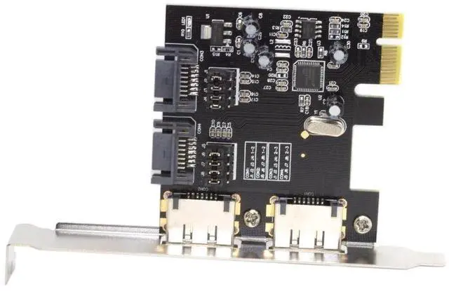Alt view image 2 of 7 - WRIARICH PCIe x1 to 2 SATA 3.0 + 2 eSATA Expansion Card, 6Gbps PCIe SATA Controller Adapter