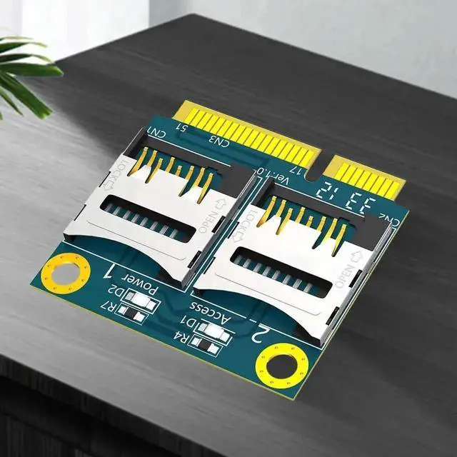 Alt view image 2 of 3 - WRIARICH Dual Micro SD TF to Mini PCI-E Card Reader Adapter with Half Height Bracket for Laptops