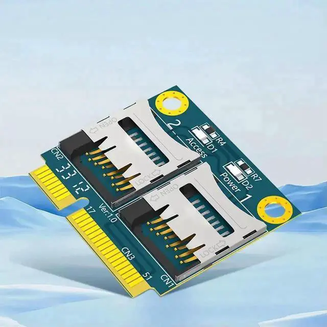 Alt view image 3 of 3 - WRIARICH Dual Micro SD TF to Mini PCI-E Card Reader Adapter with Half Height Bracket for Laptops